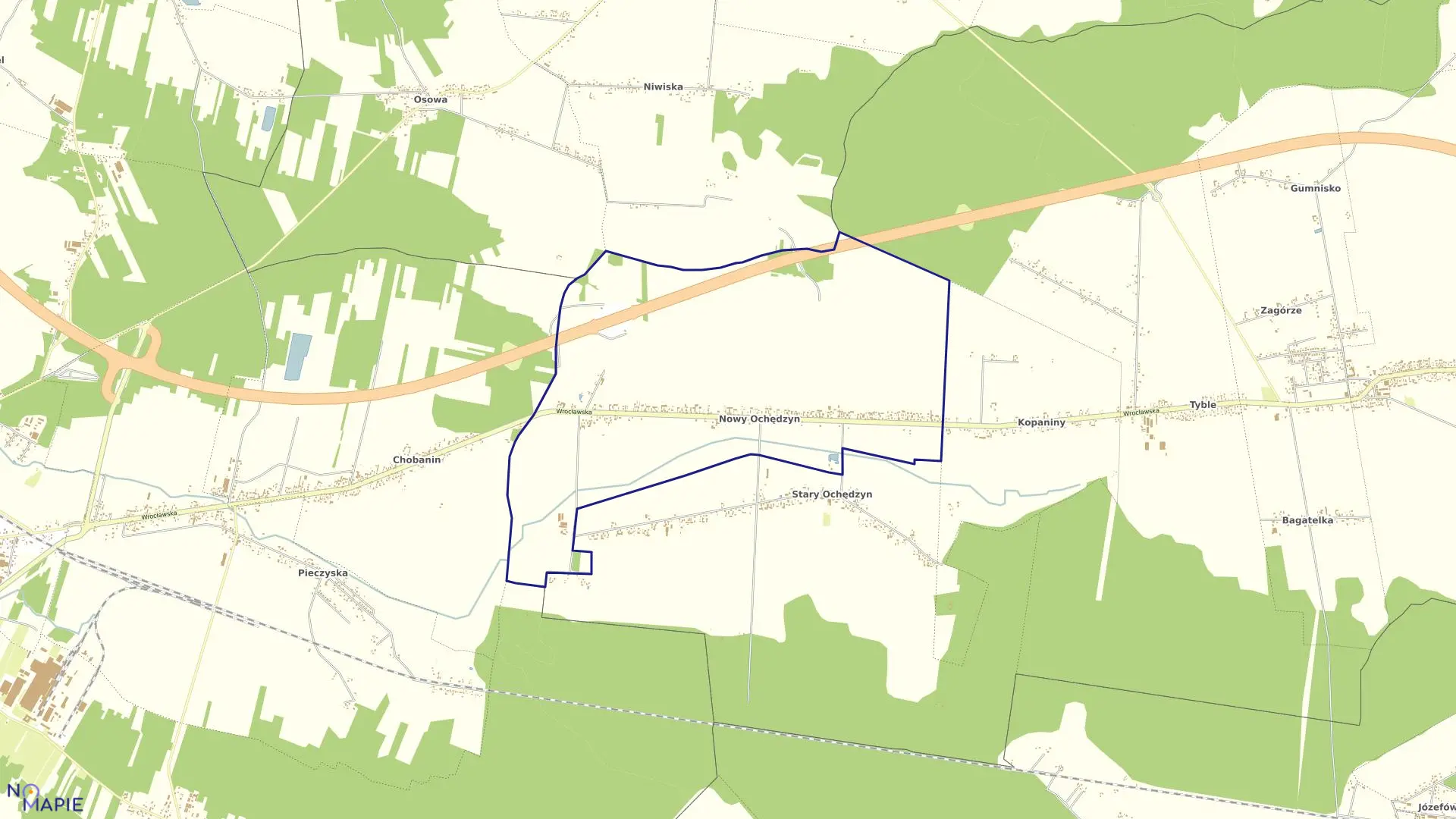 Mapa obrębu OCHĘDZYN NOWY w gminie Sokolniki