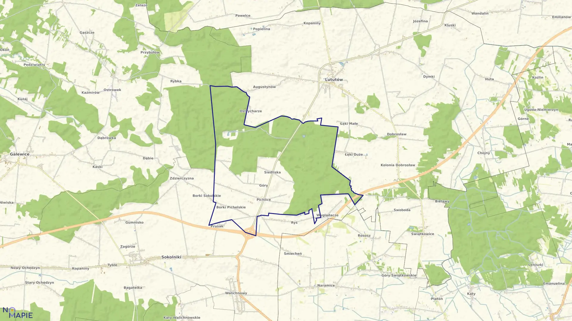 Mapa obrębu PICHLICE w gminie Sokolniki