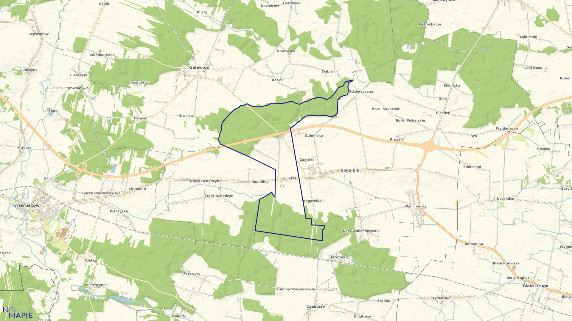 Mapa obrębu TYBLE w gminie Sokolniki